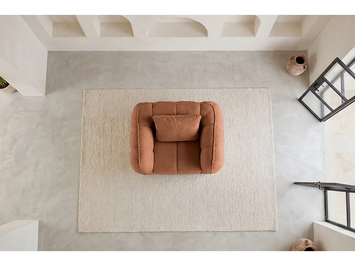 HAVANA - Fauteuil tissu lisse Terracotta