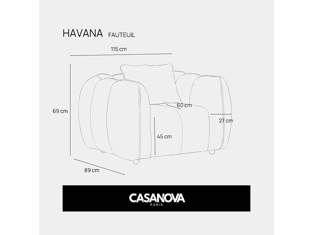 HAVANA - Fauteuil tissu lisse Terracotta