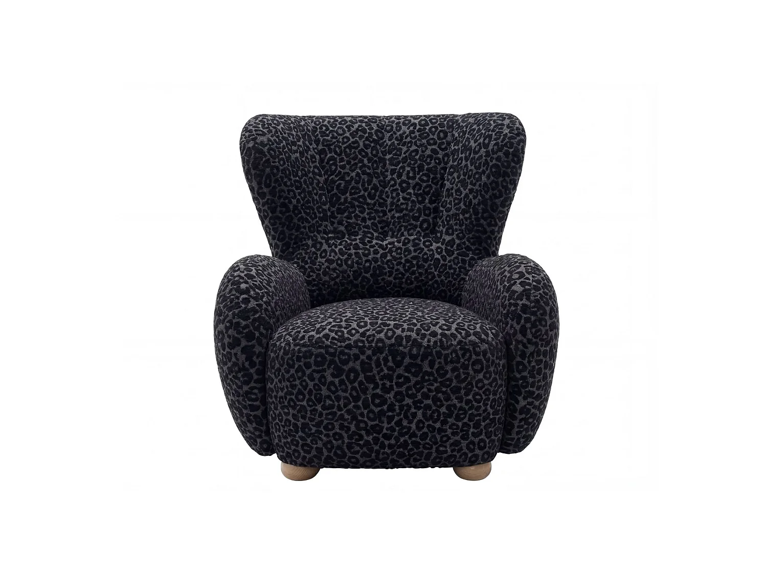 LILI - Fauteuil tissu imprimé animalier - Noir