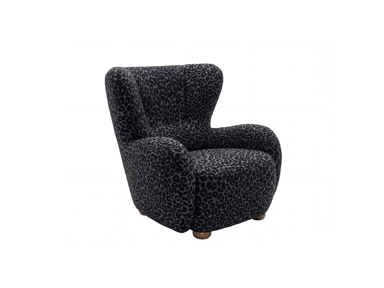 LILI - Fauteuil tissu imprimé animalier - Noir