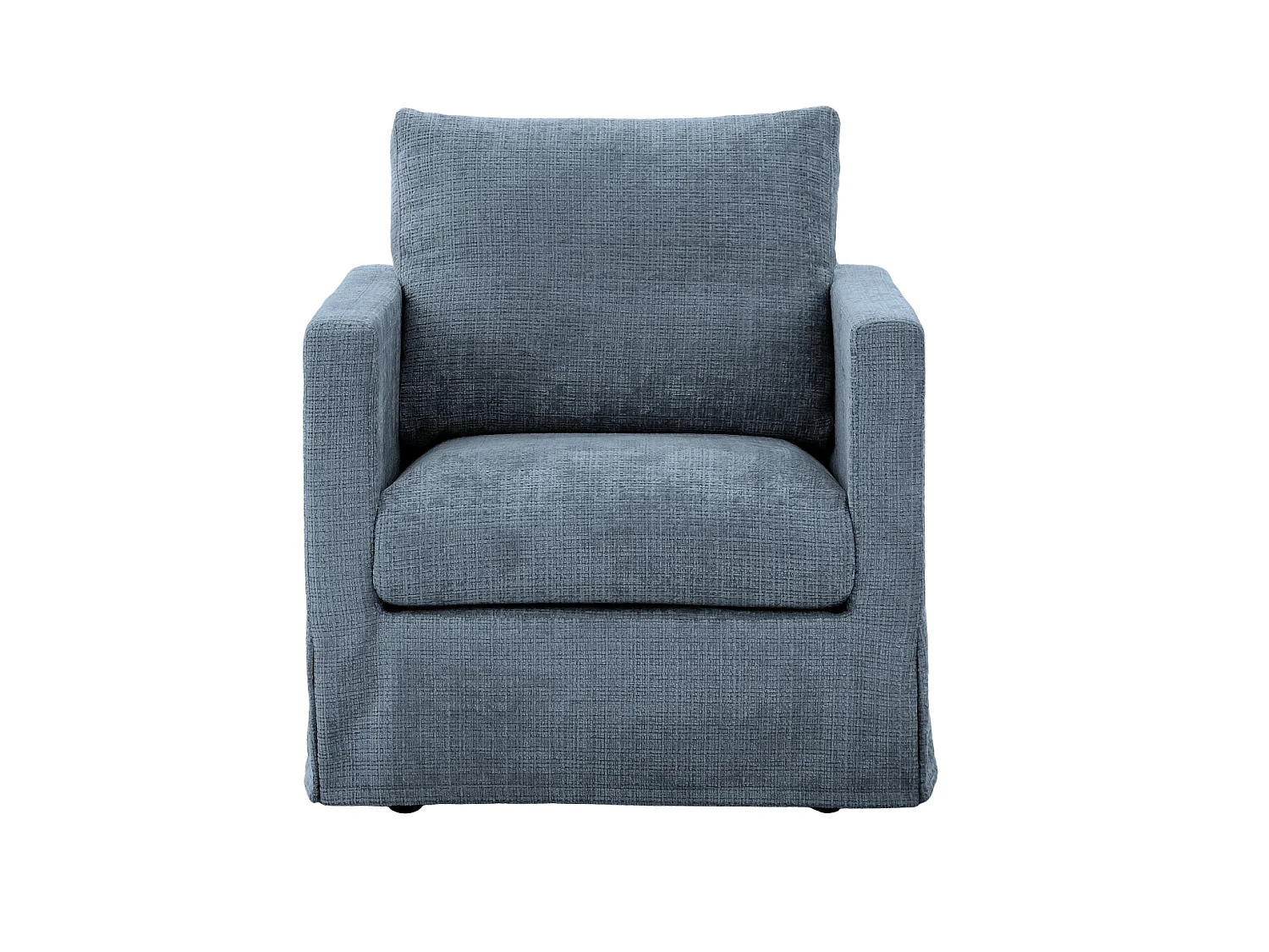 LEONIE - Fauteuil tissu chenille déhoussable - Bleu