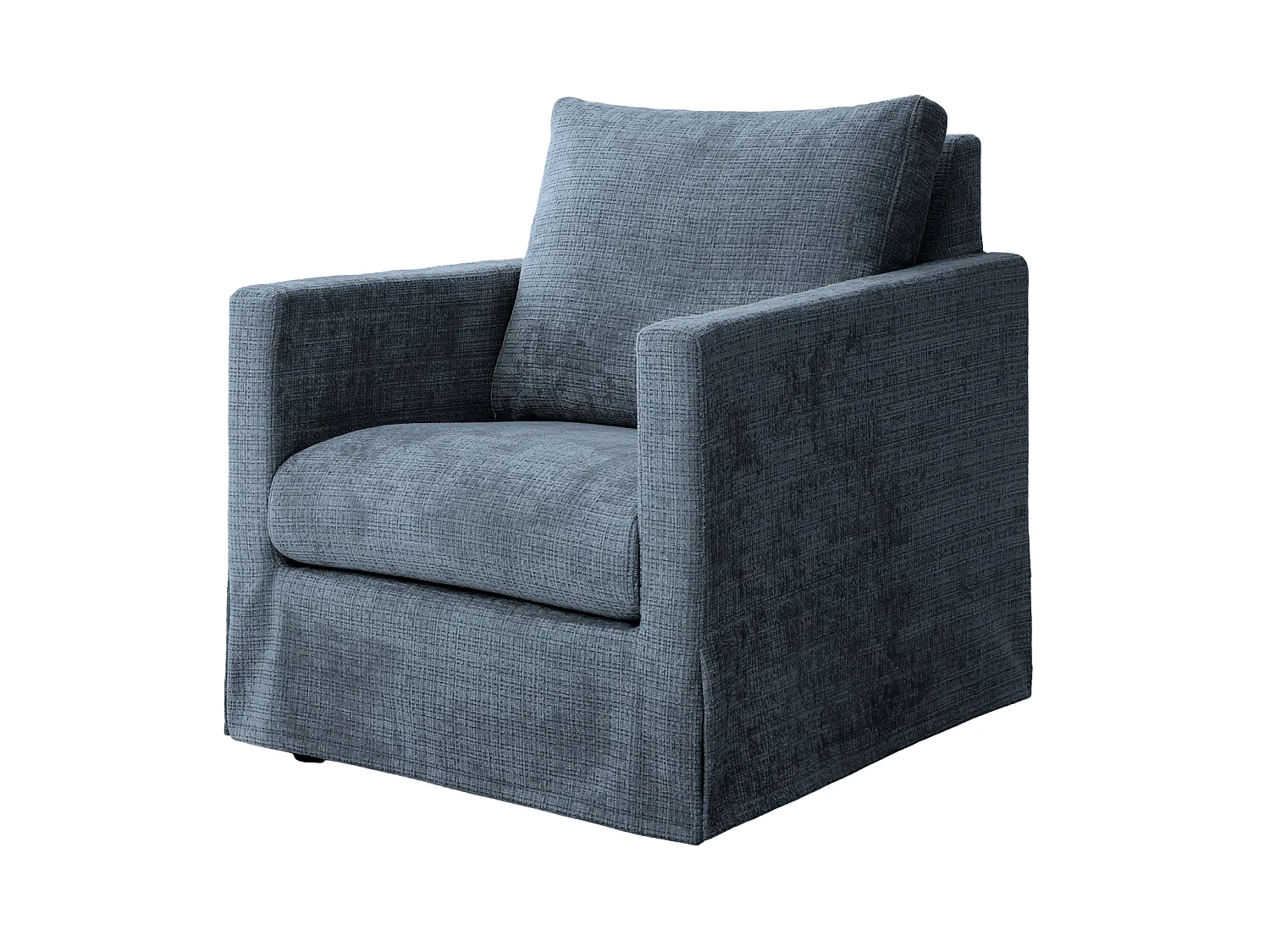 LEONIE - Fauteuil tissu chenille déhoussable - Bleu