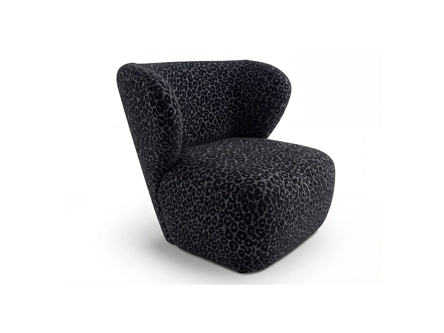 CAPRI - Fauteuil tissu imprimé animalier - Noir