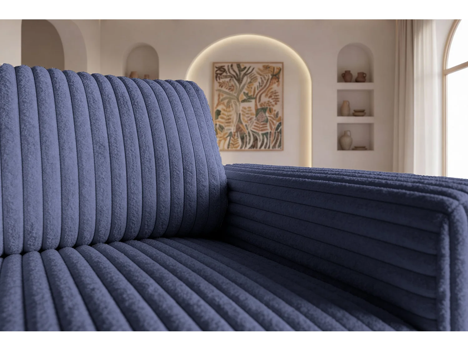CAISA - Fauteuil en velours côtelé - Bleu