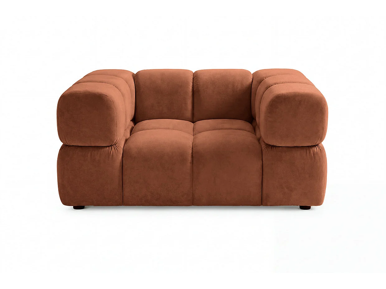 GUSTAVE - Fauteuil tissu velours Terracotta