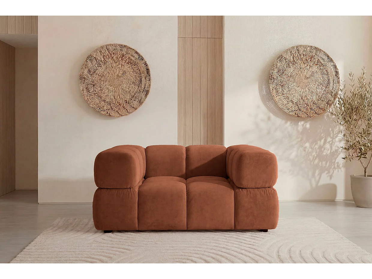 GUSTAVE - Fauteuil tissu velours Terracotta