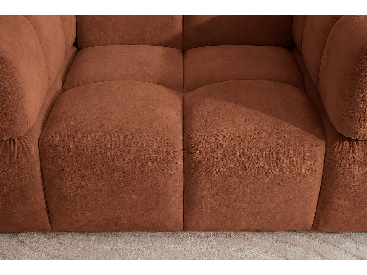 GUSTAVE - Fauteuil tissu velours Terracotta