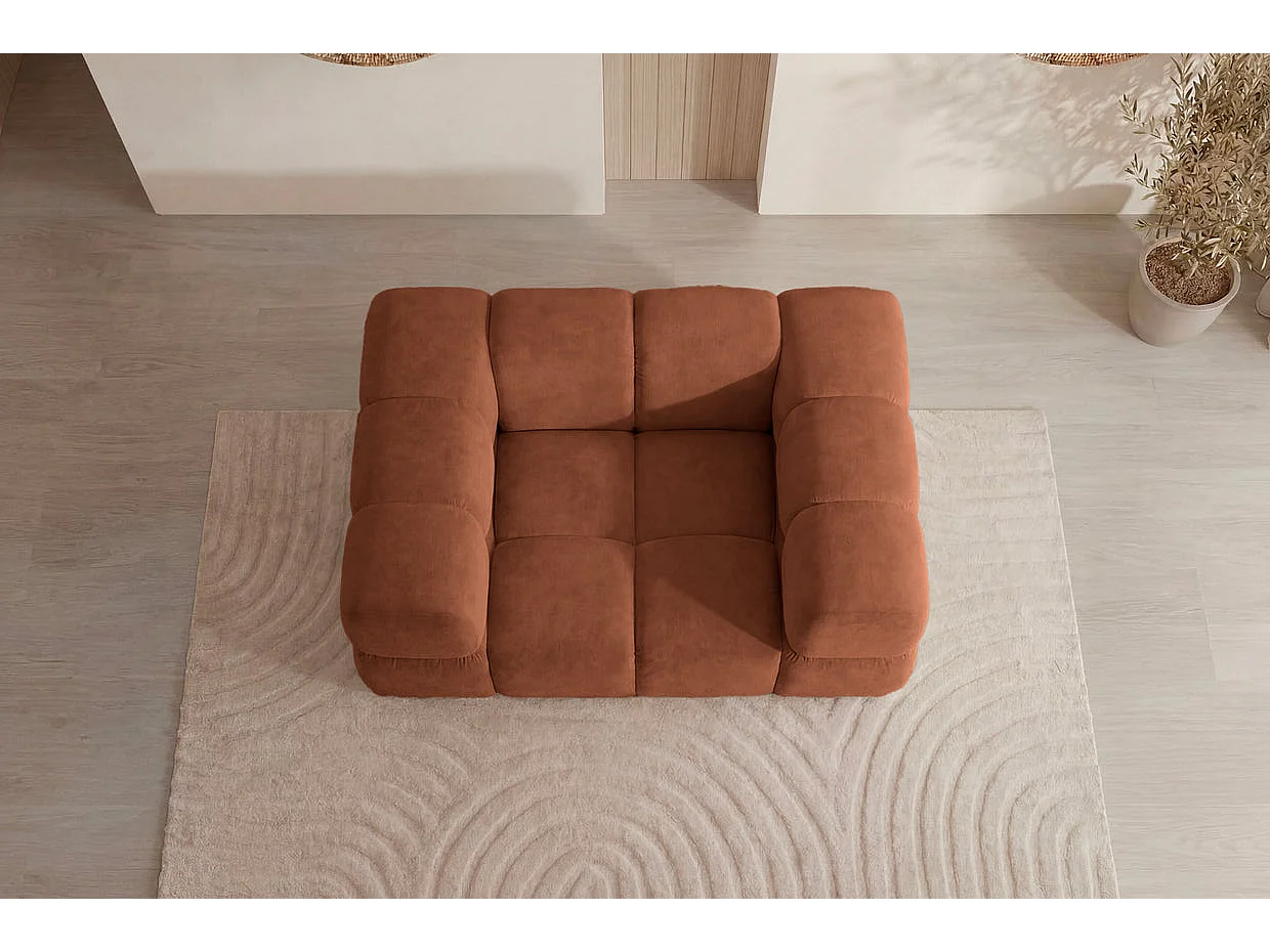 GUSTAVE - Fauteuil tissu velours Terracotta