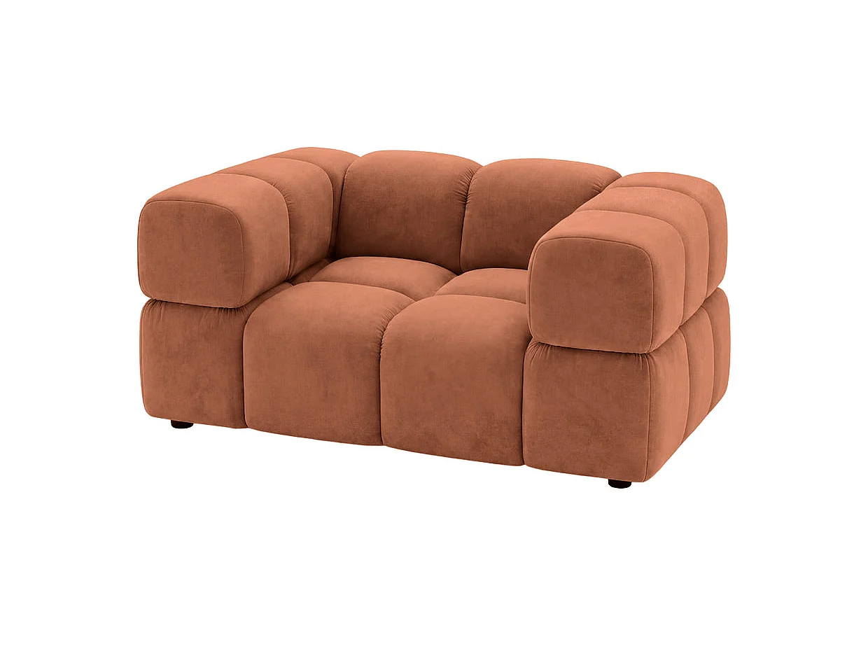 GUSTAVE - Fauteuil tissu velours Terracotta