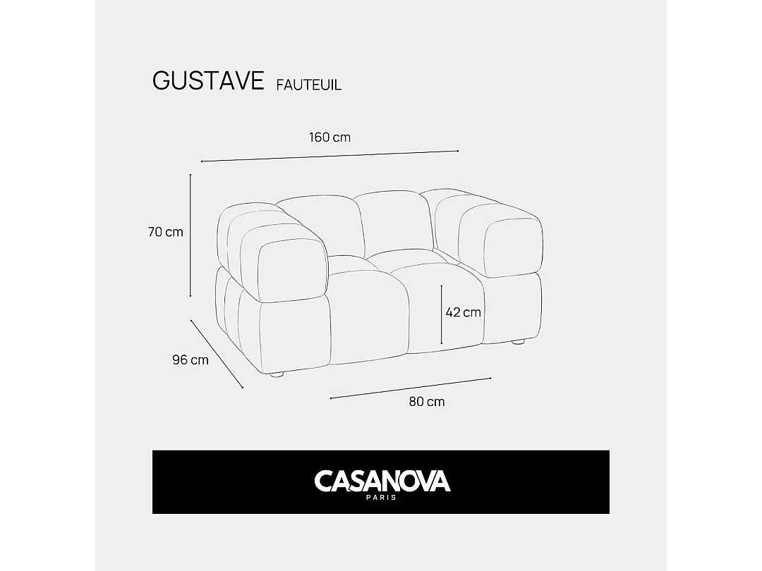 GUSTAVE - Fauteuil tissu velours Terracotta