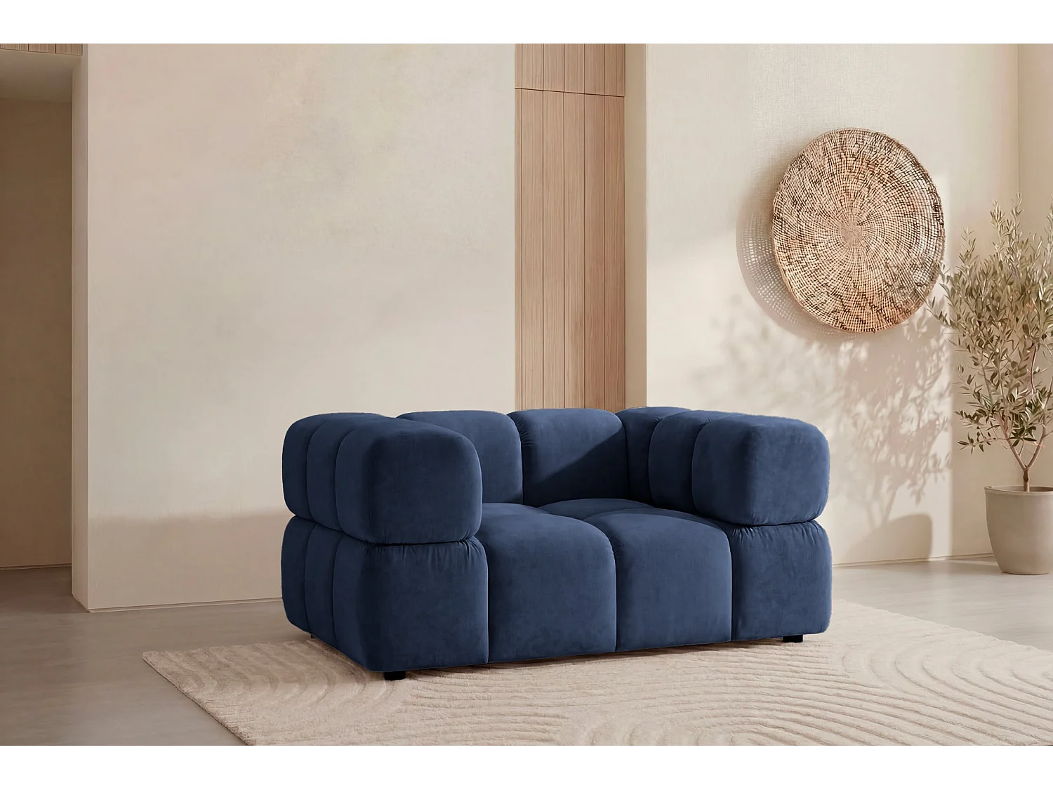 GUSTAVE - Fauteuil tissu velours Terracotta