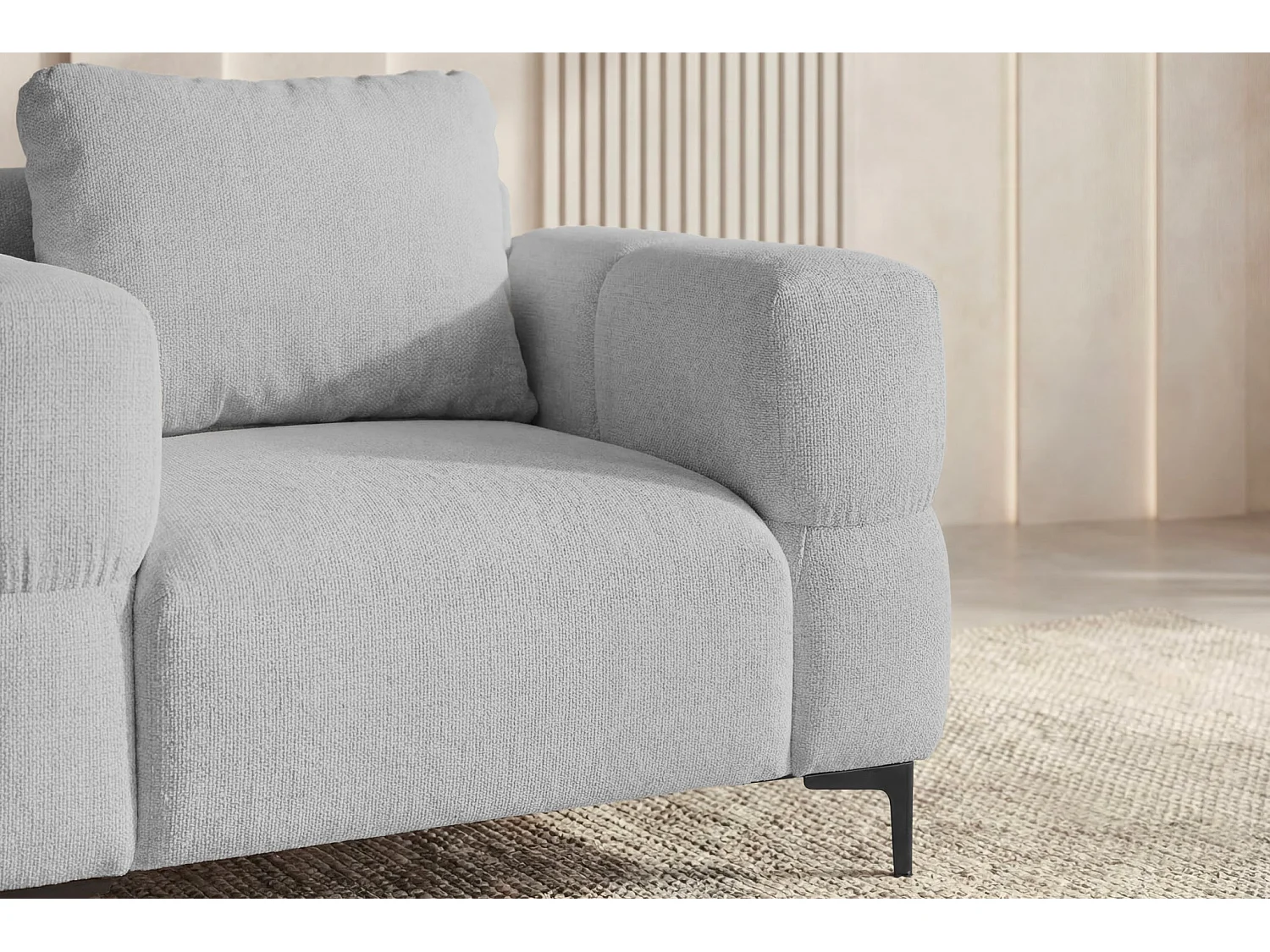 ELTON - Fauteuil en tissu lisse - Gris clair