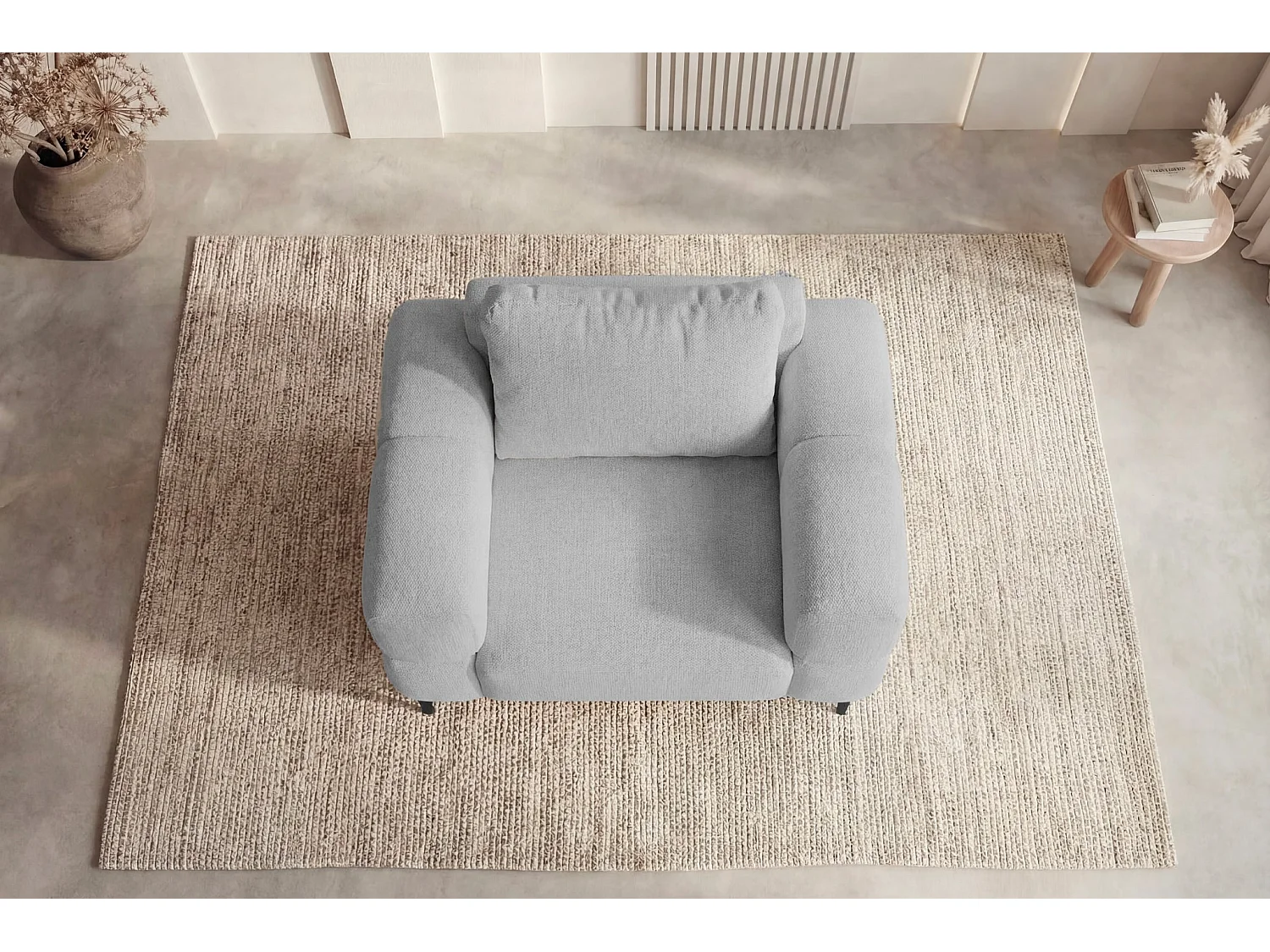 ELTON - Fauteuil en tissu lisse - Gris clair
