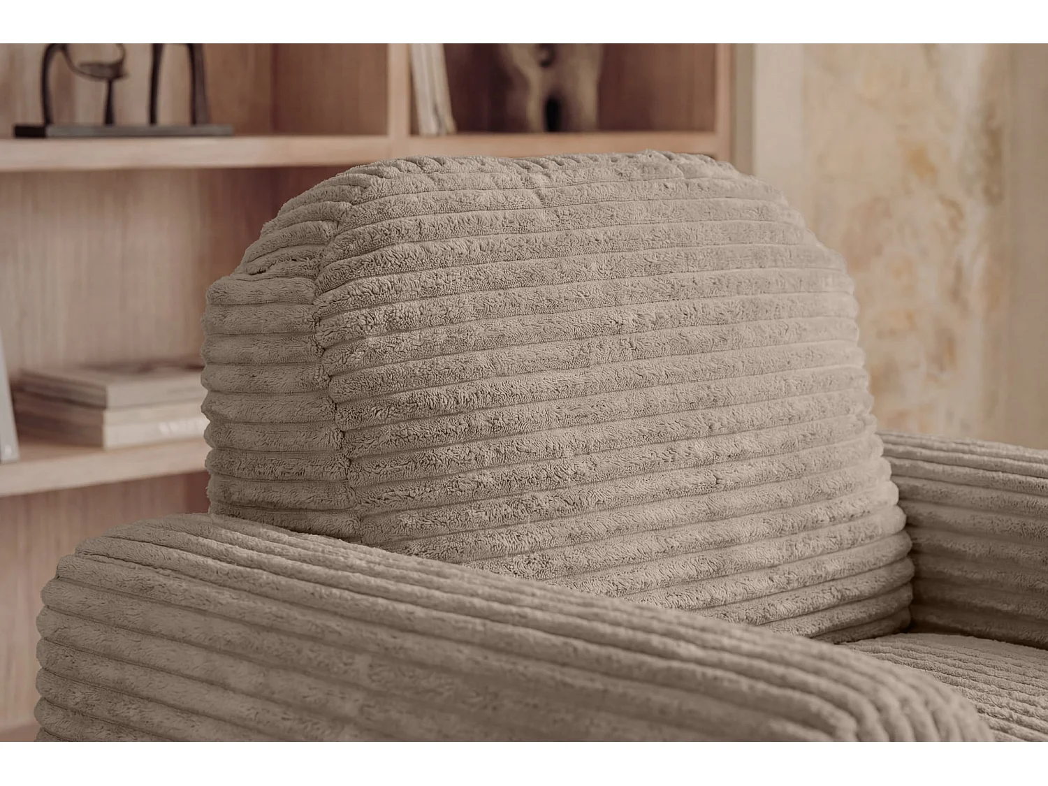 ELVIS - Fauteuil gros velours côtelé - Café