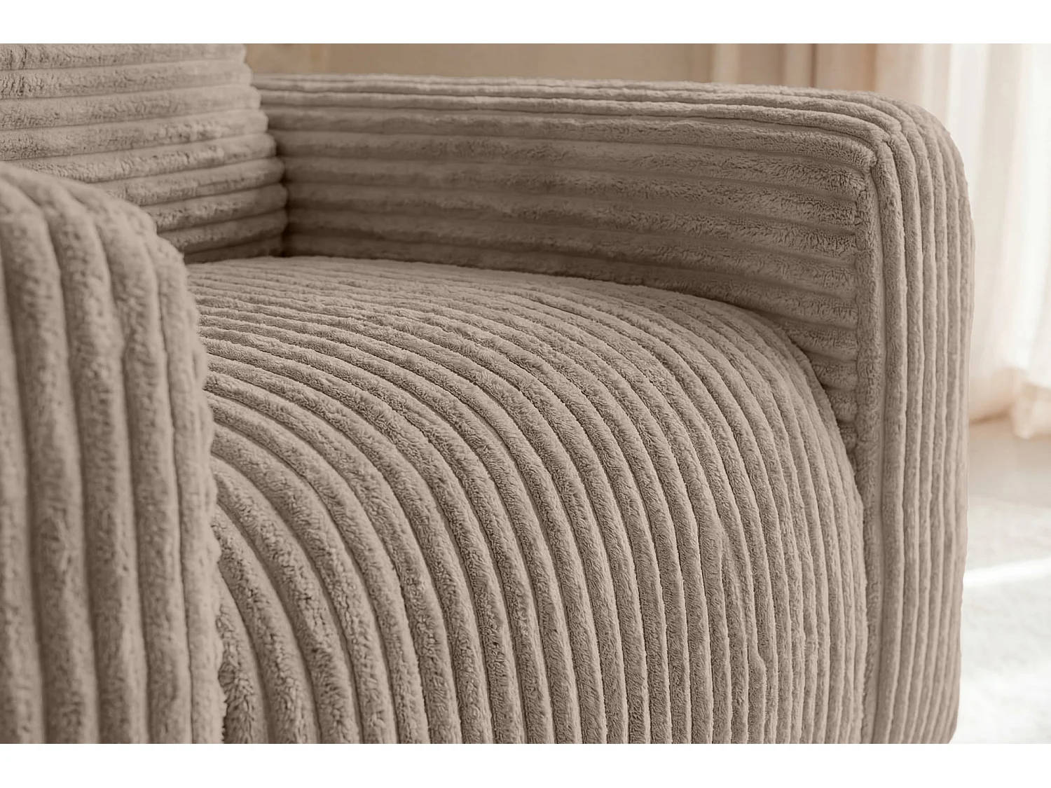 ELVIS - Fauteuil gros velours côtelé - Café