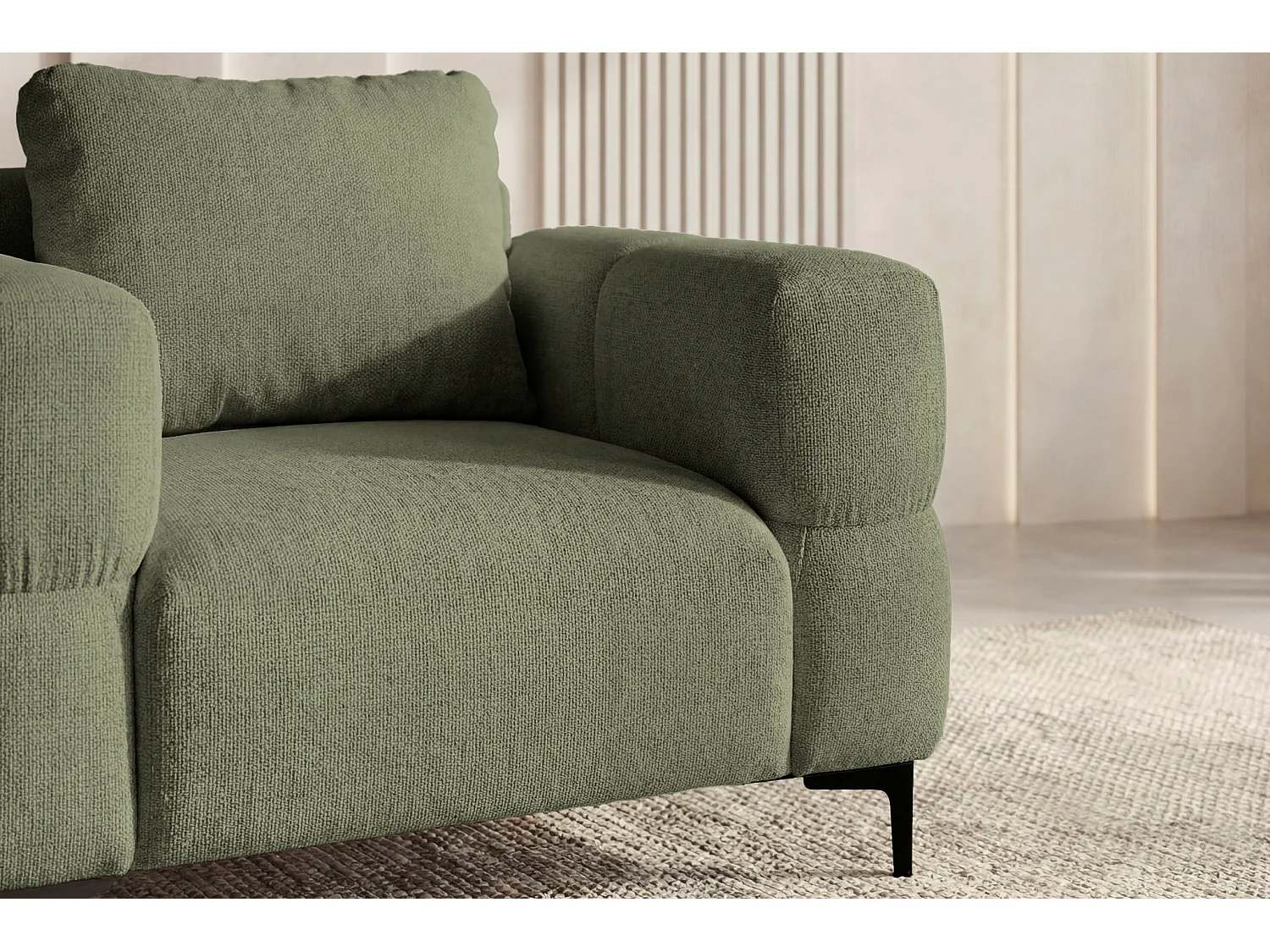 ELTON - Fauteuil en tissu lisse - Vert