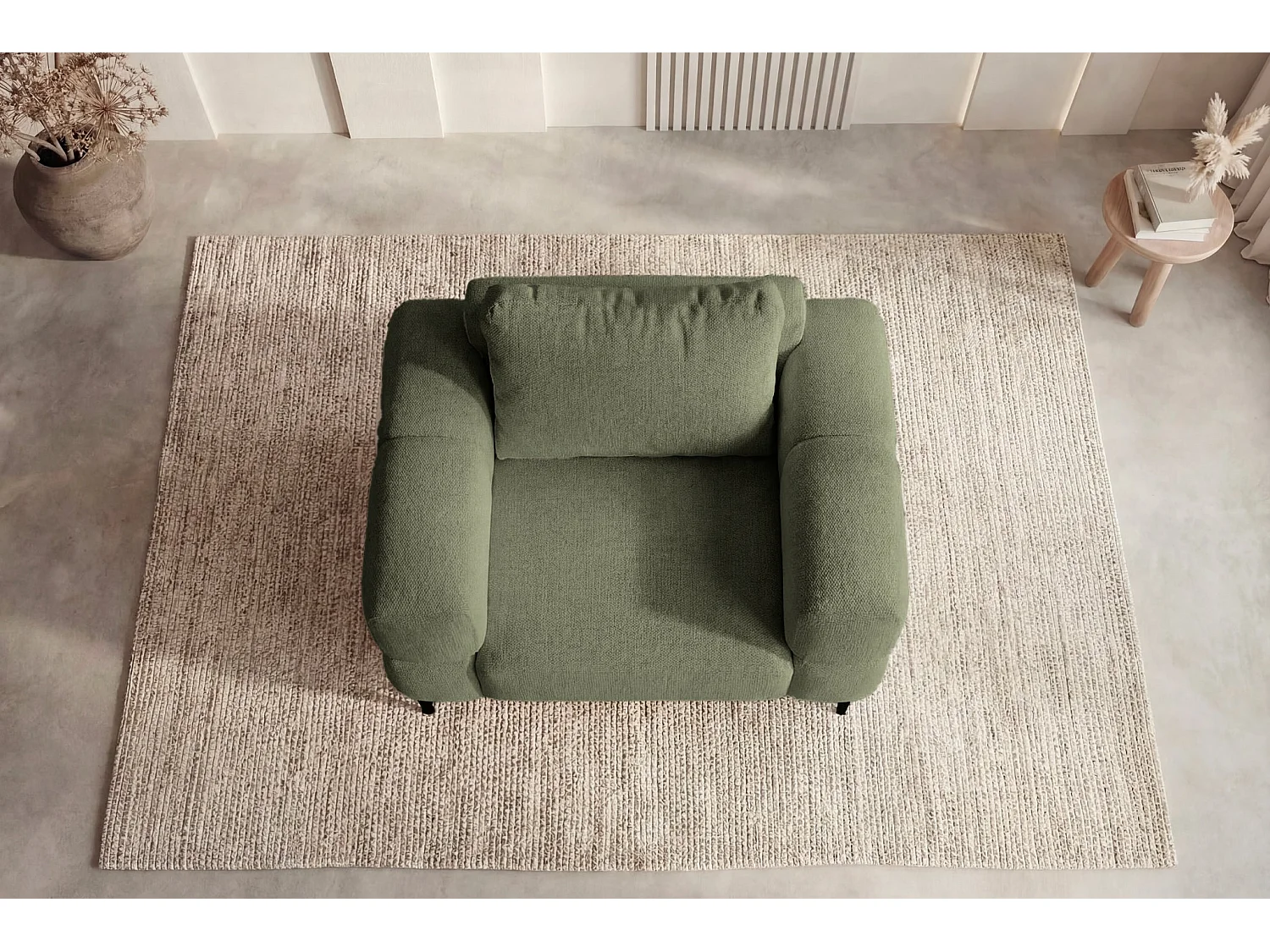 ELTON - Fauteuil en tissu lisse - Vert