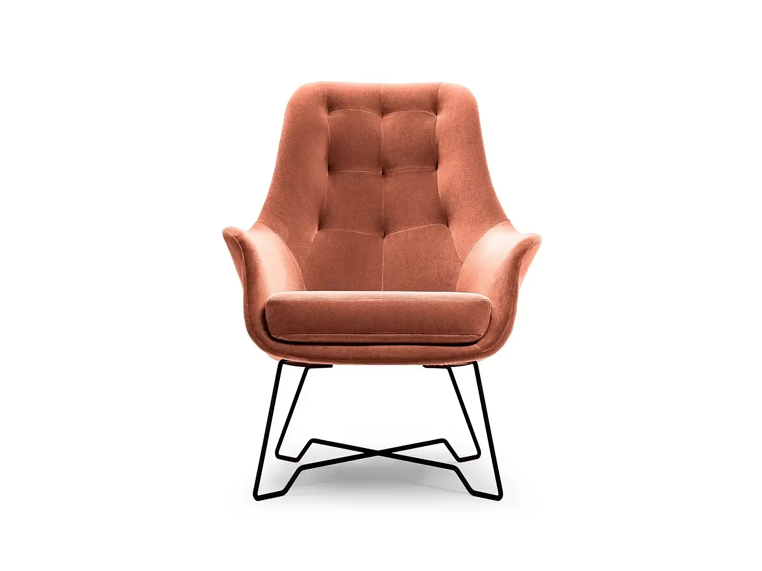 LUCAS - Fauteuil en tissu chiné - Terracotta