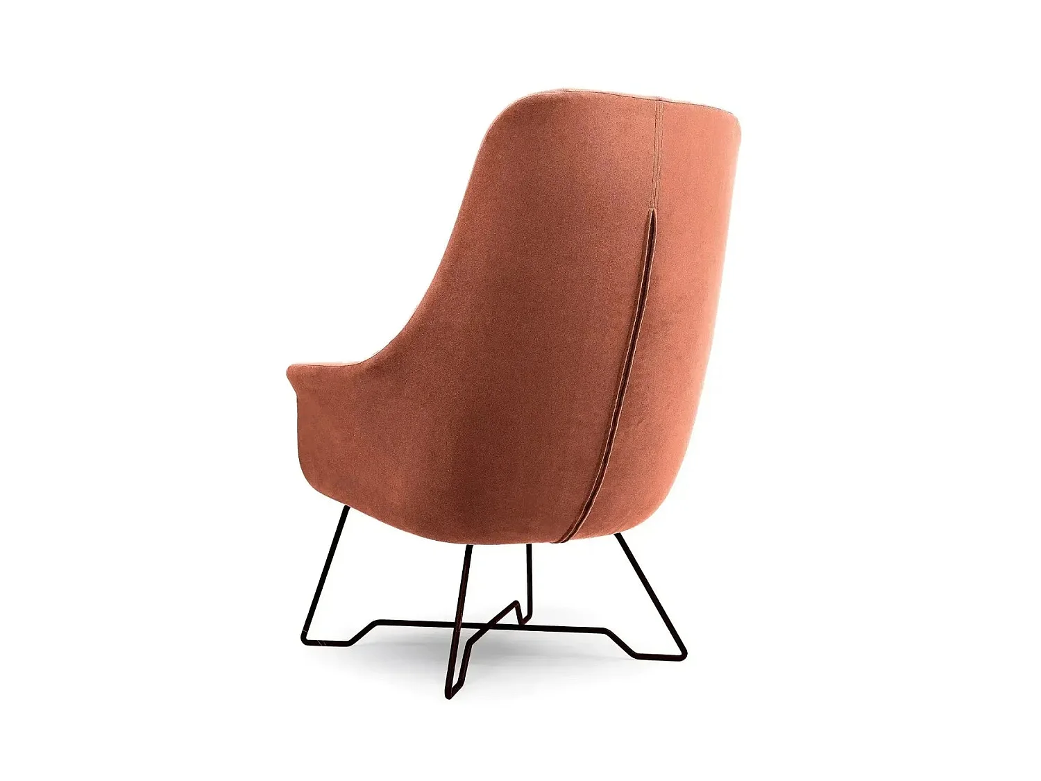 LUCAS - Fauteuil en tissu chiné - Terracotta