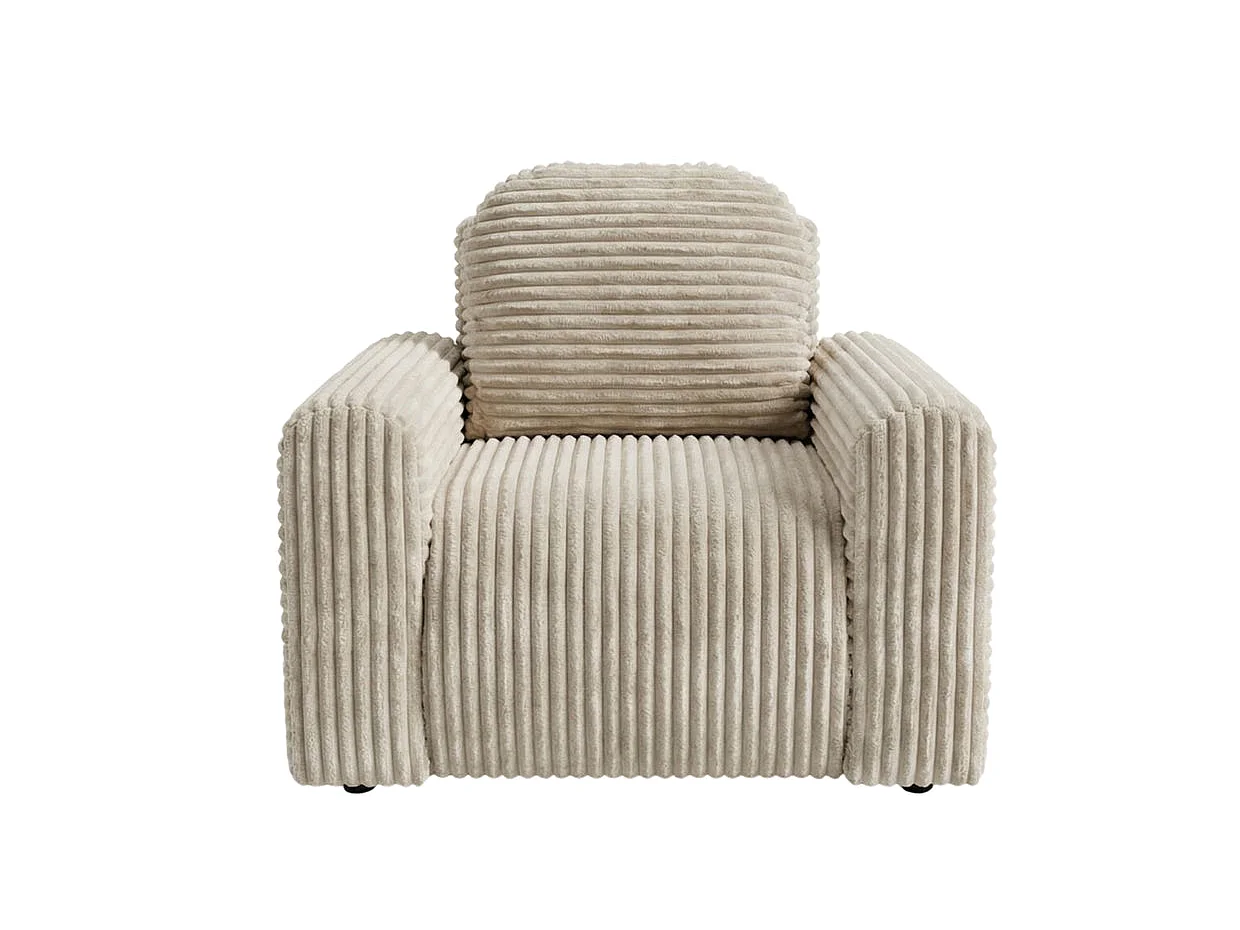 ELVIS - Fauteuil gros velours côtelé - Beige