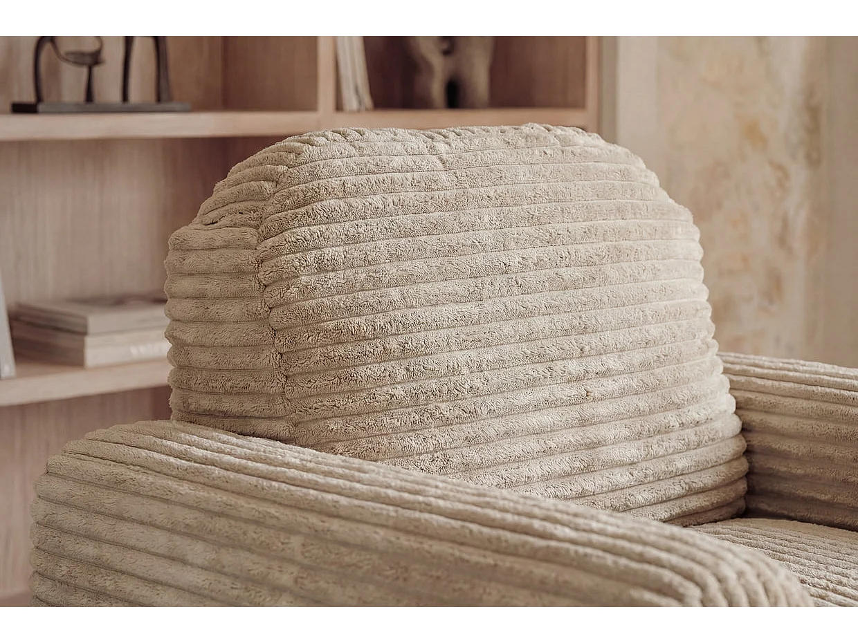 ELVIS - Fauteuil gros velours côtelé - Beige