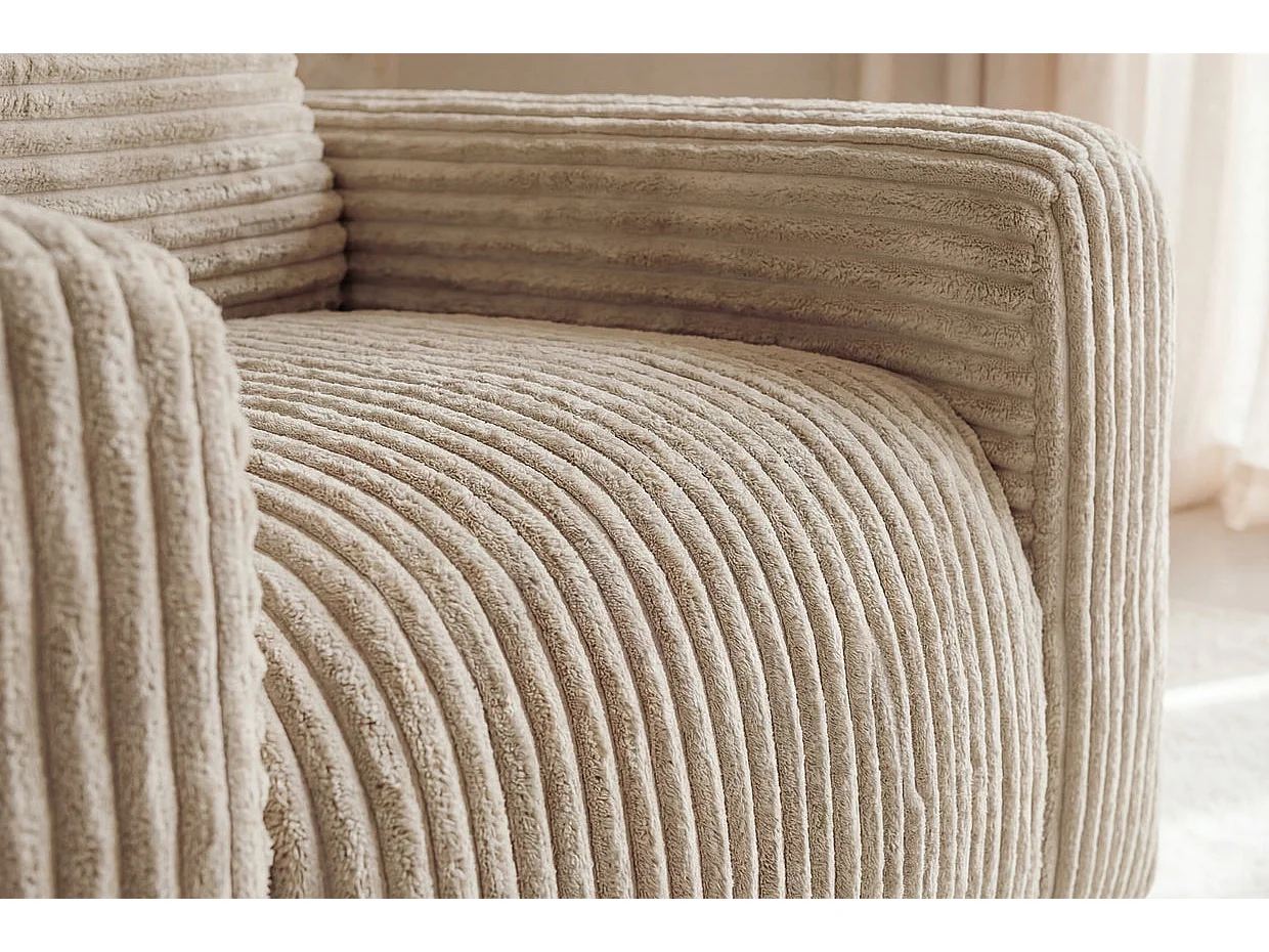 ELVIS - Fauteuil gros velours côtelé - Beige