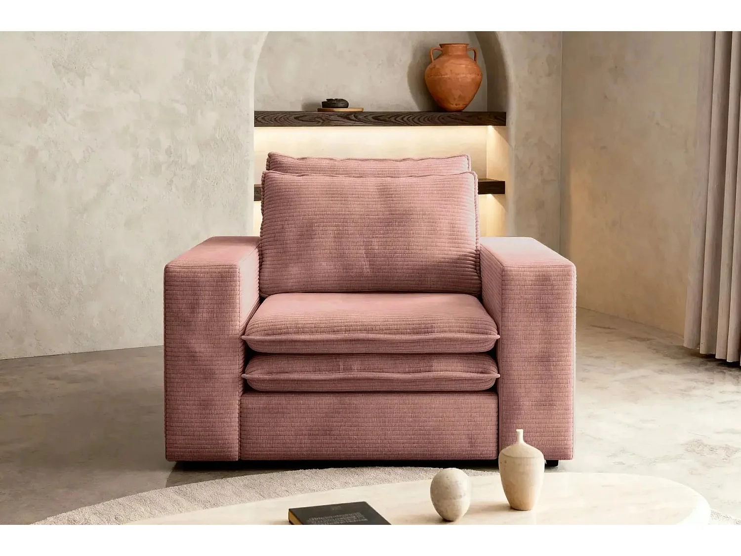 OSCAR - Fauteuil en velours côtelé - Rose