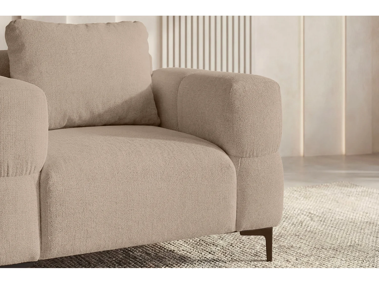 ELTON - Fauteuil en tissu lisse - Café