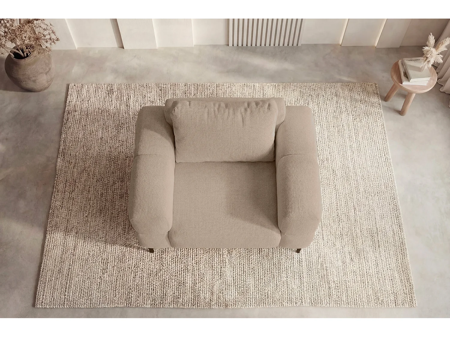 ELTON - Fauteuil en tissu lisse - Café