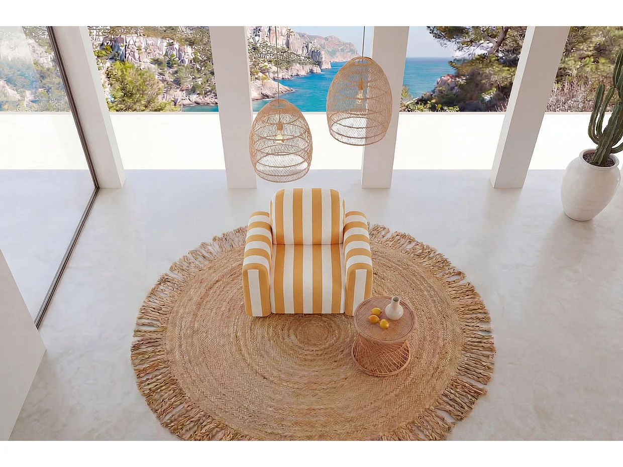 ELVIS - Fauteuil tissu rayé Jaune