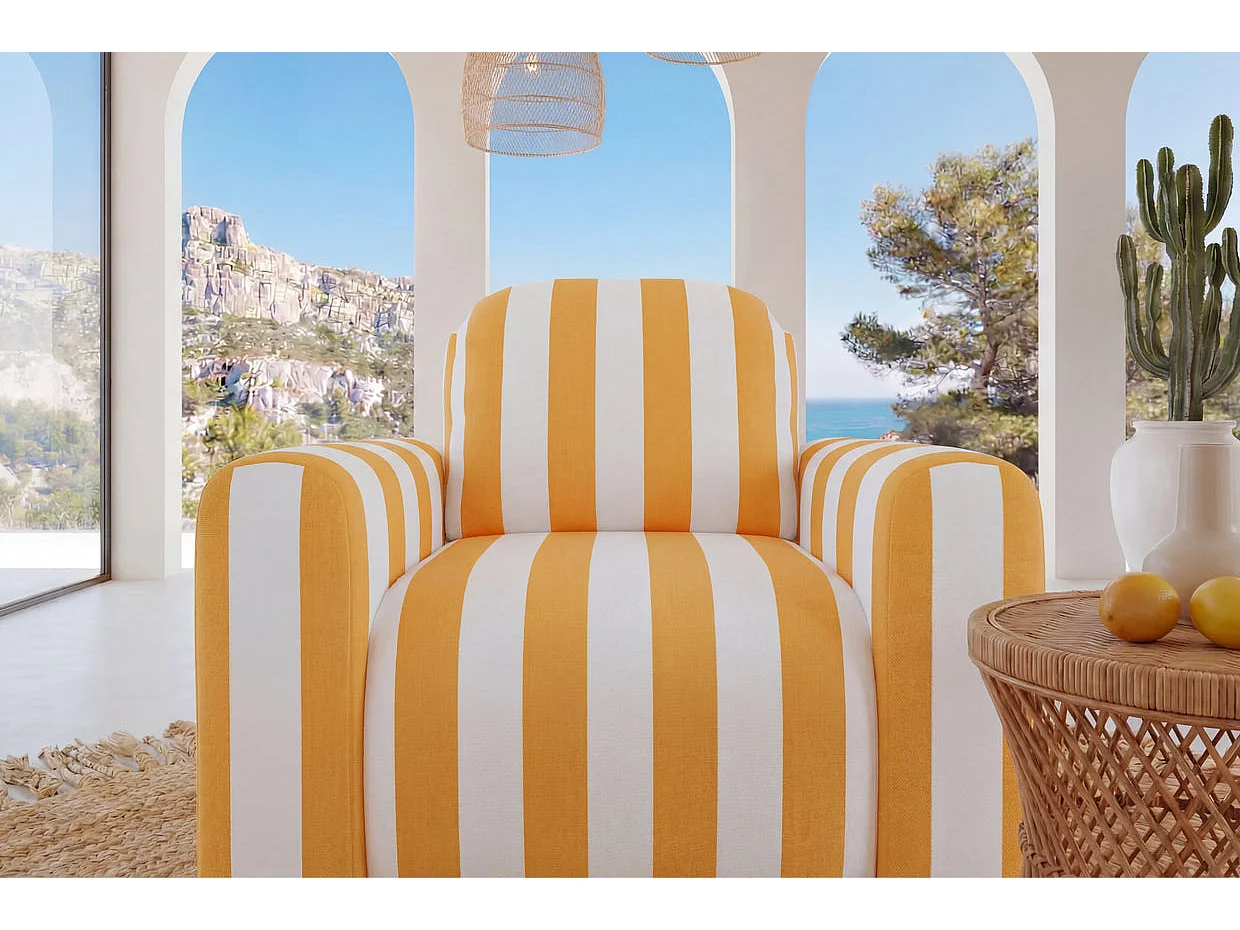 ELVIS - Fauteuil tissu rayé Jaune