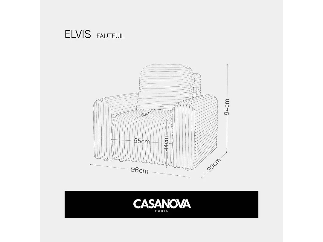 ELVIS - Fauteuil tissu rayé Jaune