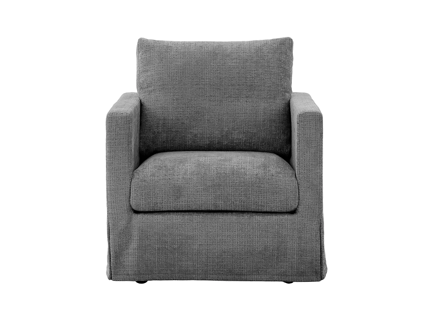 LEONIE - Fauteuil tissu chenille déhoussable - Gris foncé