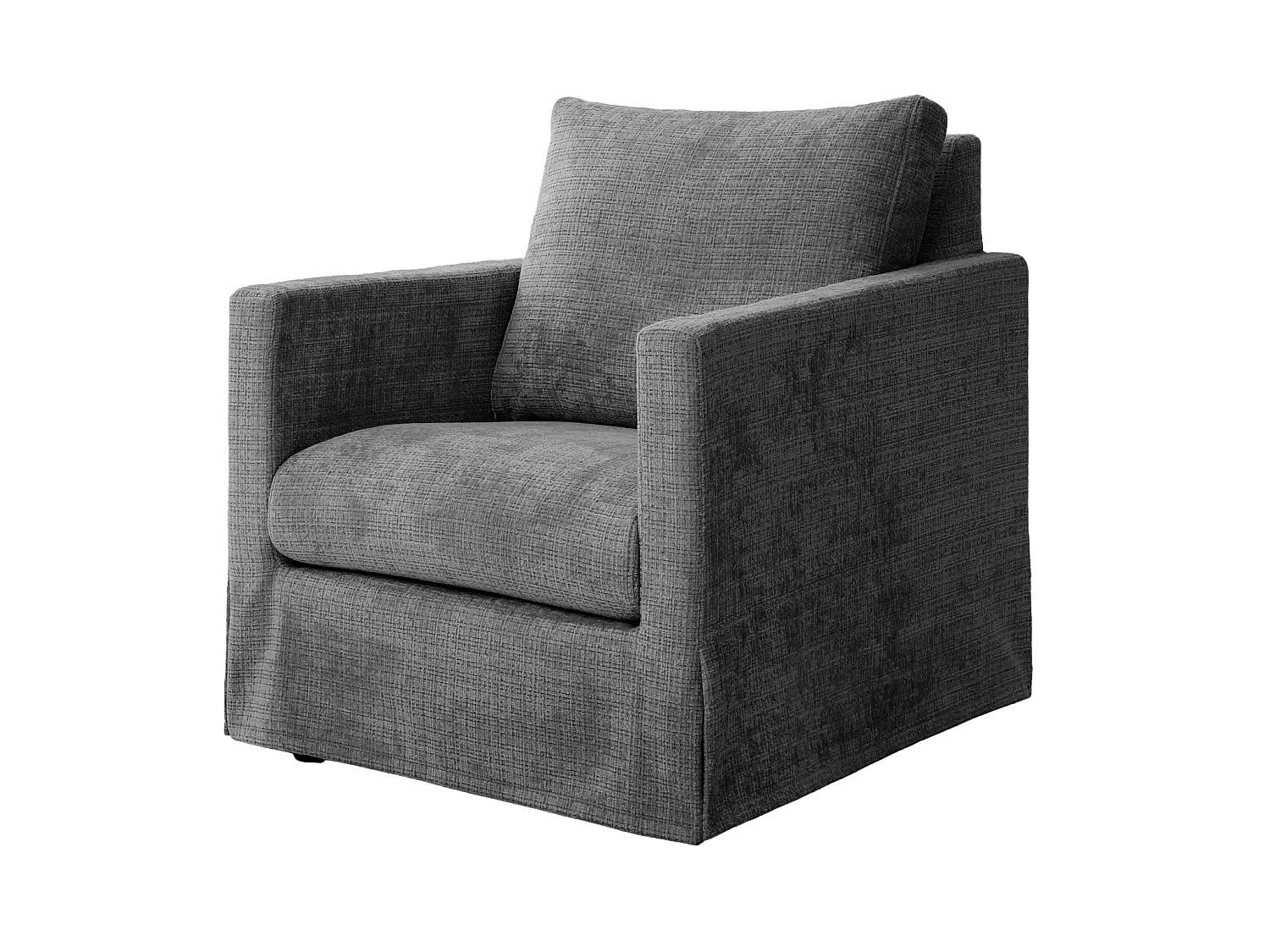 LEONIE - Fauteuil tissu chenille déhoussable - Gris foncé