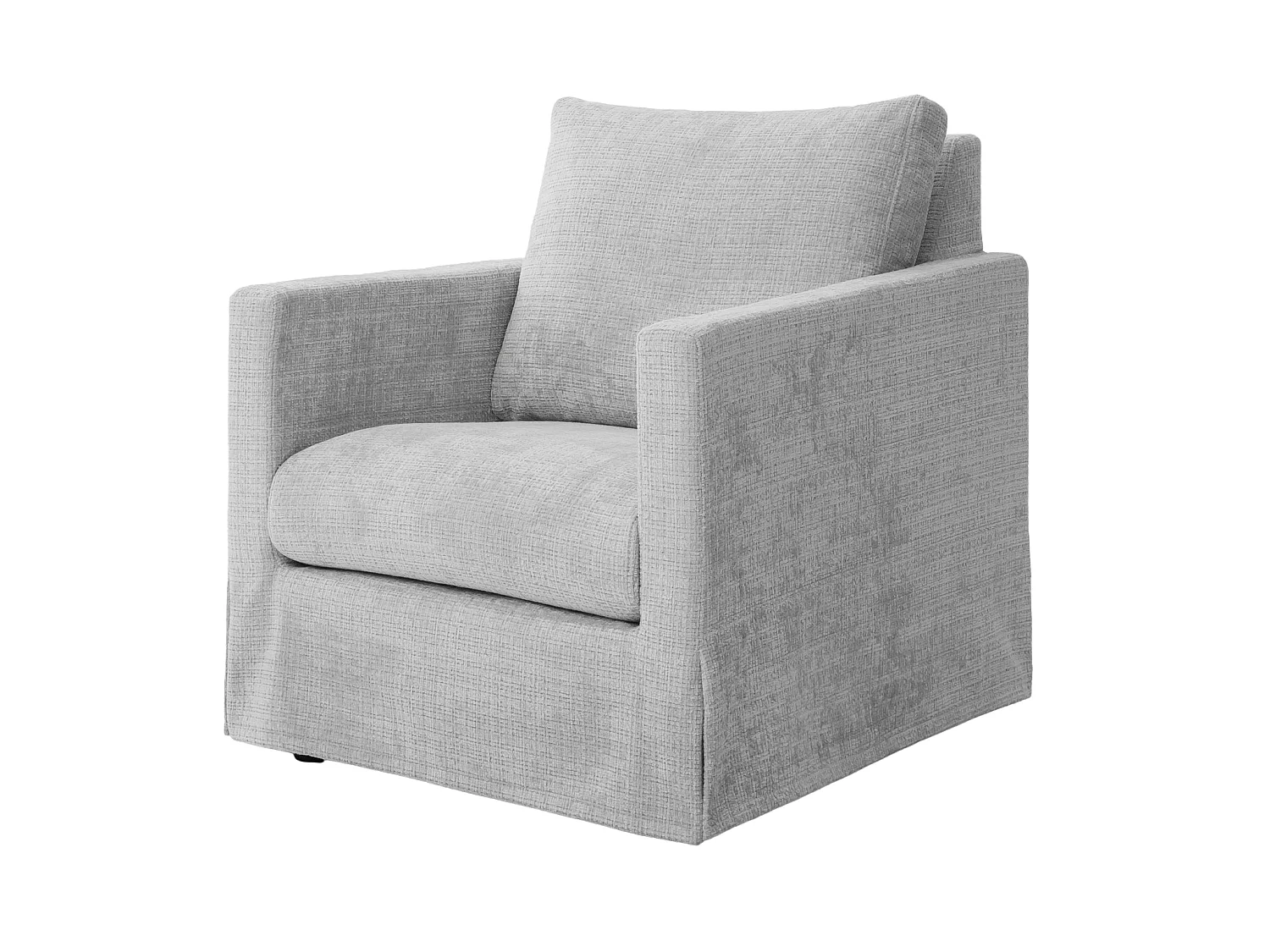 LEONIE - Fauteuil tissu chenille déhoussable - Gris clair