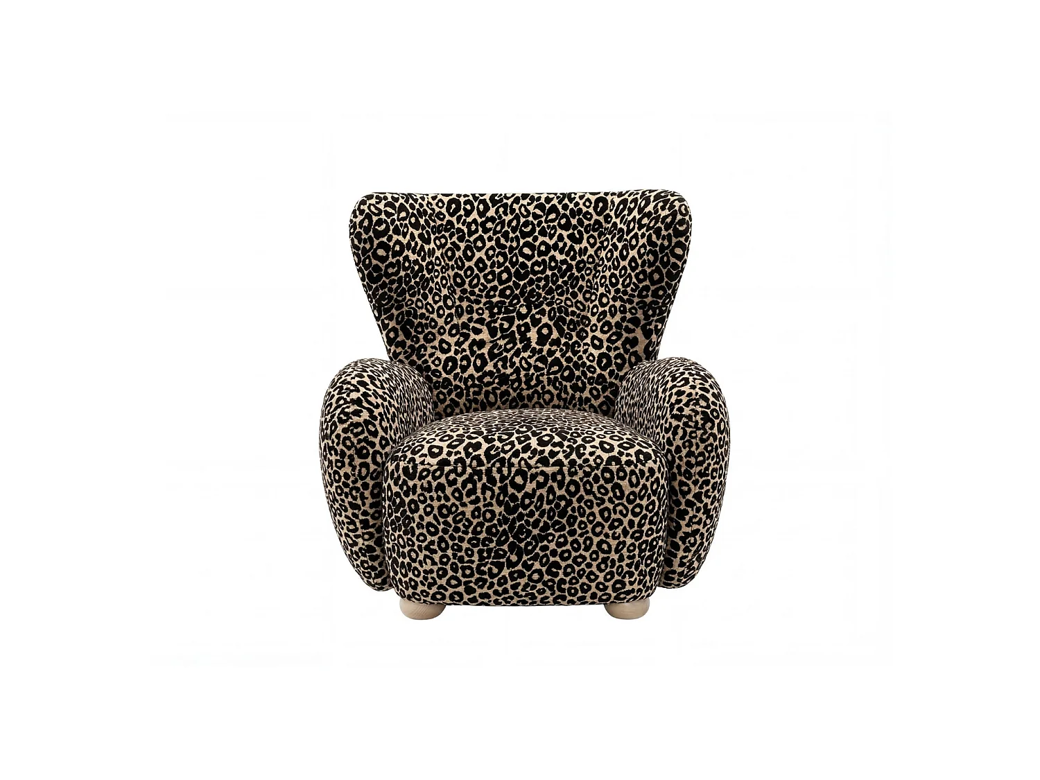 LILI - Fauteuil tissu imprimé animalier - Café