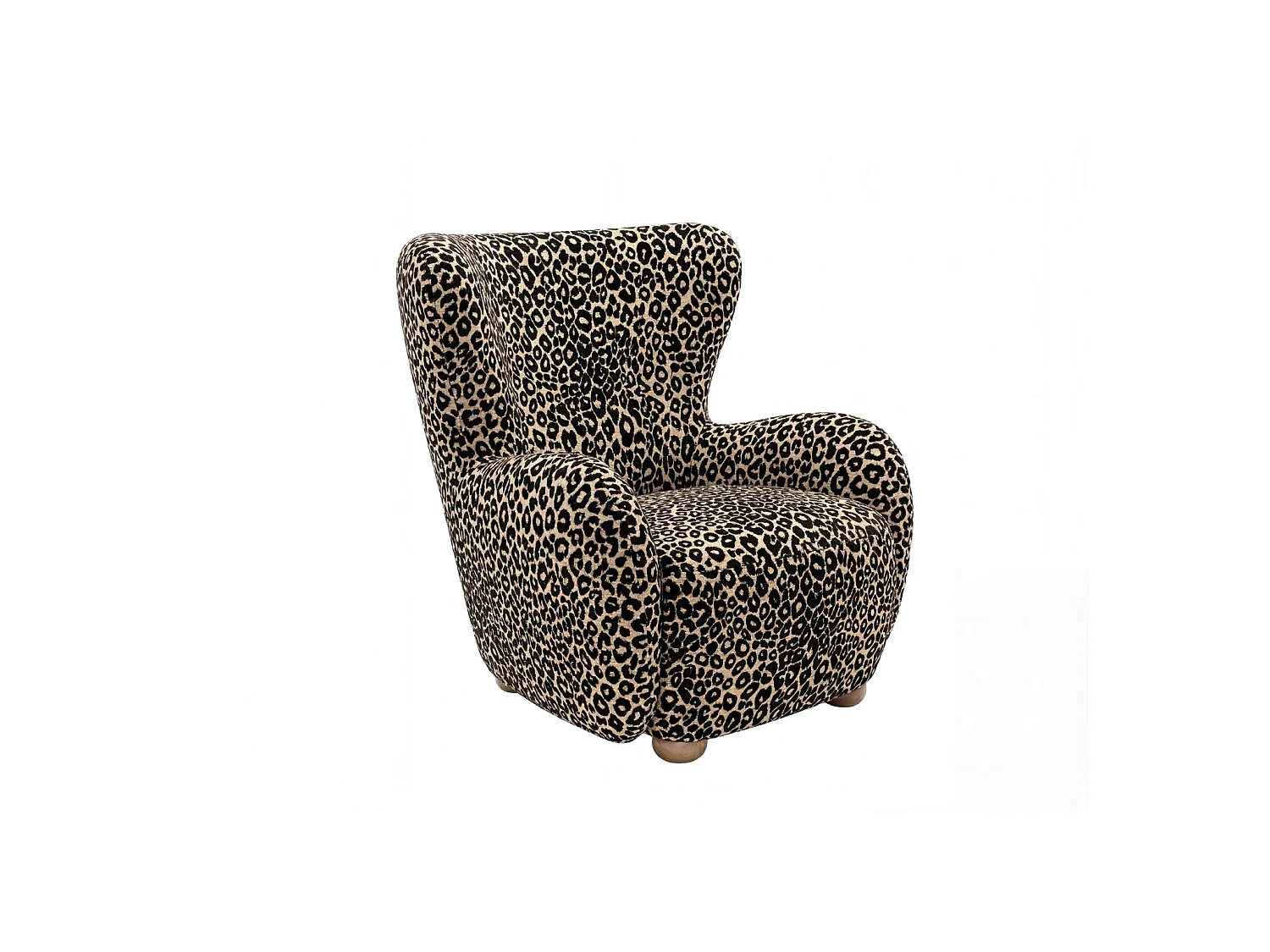 LILI - Fauteuil tissu imprimé animalier - Café