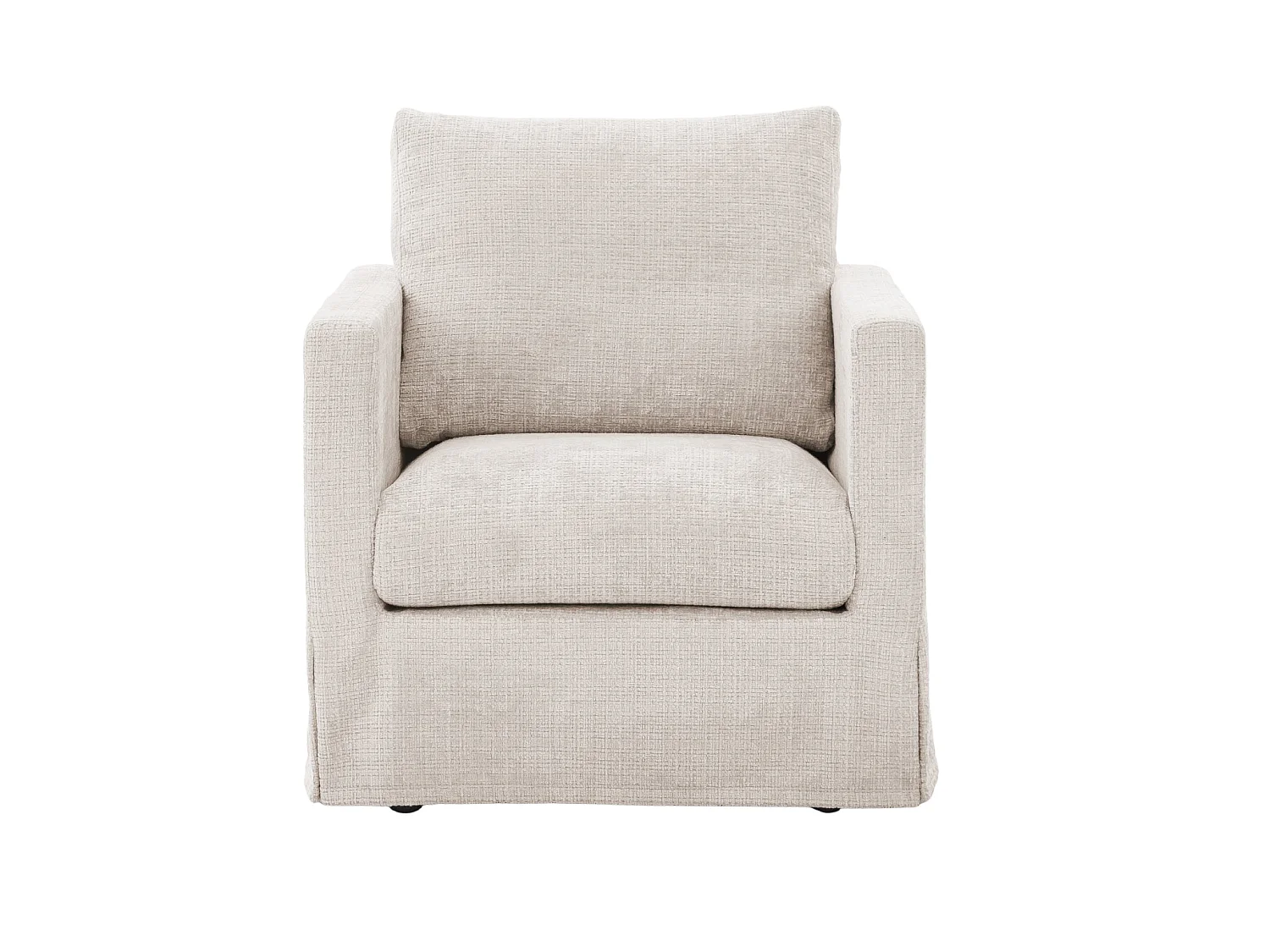 LEONIE - Fauteuil tissu chenille déhoussable - Beige