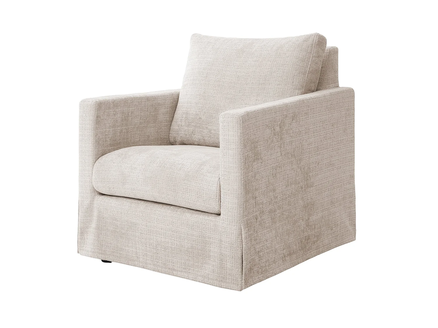 LEONIE - Fauteuil tissu chenille déhoussable - Beige