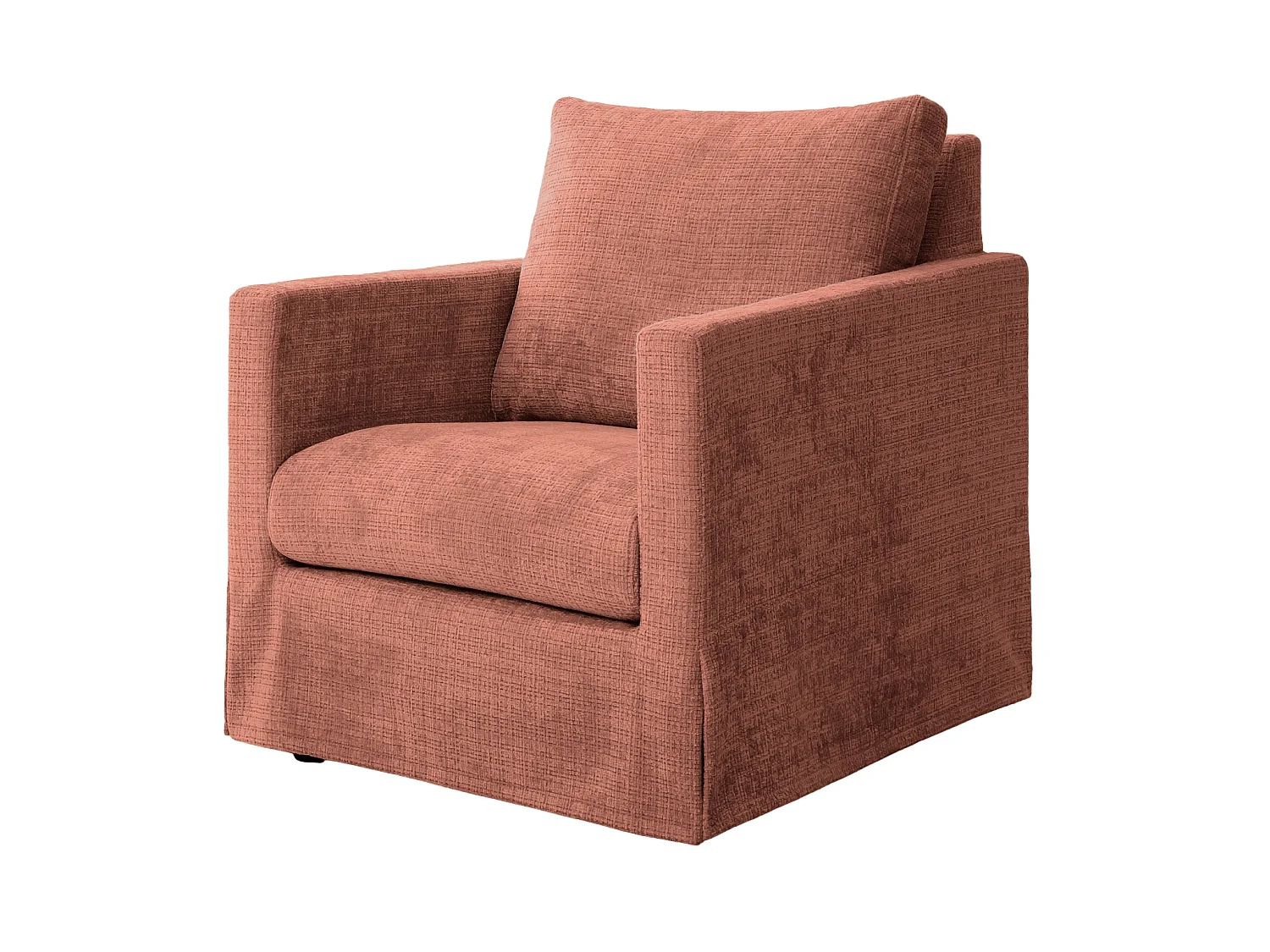 LEONIE - Fauteuil tissu chenille déhoussable - Terracotta