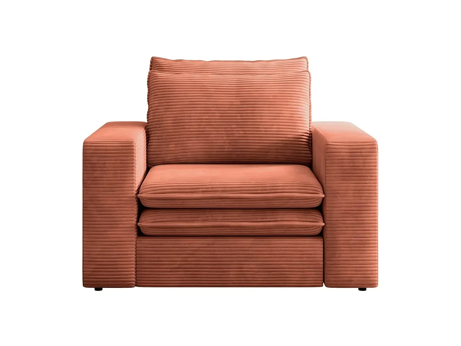 OSCAR - Fauteuil en velours côtelé - Terracotta