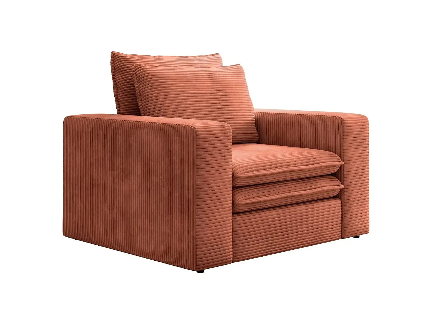 OSCAR - Fauteuil en velours côtelé - Terracotta