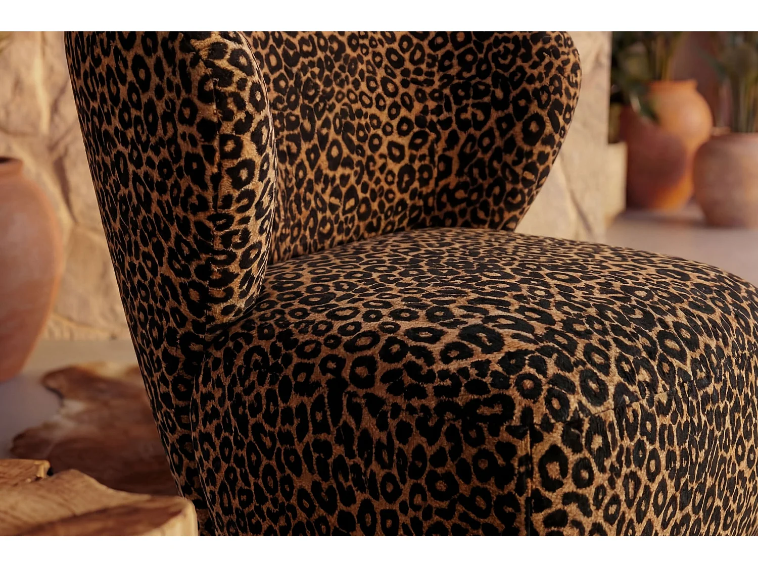 CAPRI - Stoffen fauteuil met dierenprint - Terracotta