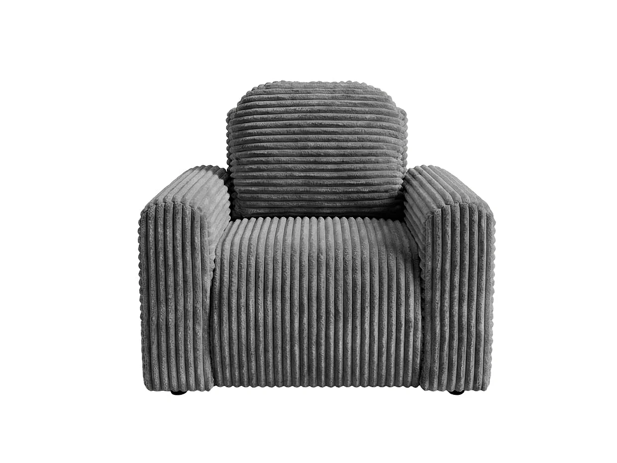 ELVIS - Fauteuil gros velours côtelé - Gris foncé