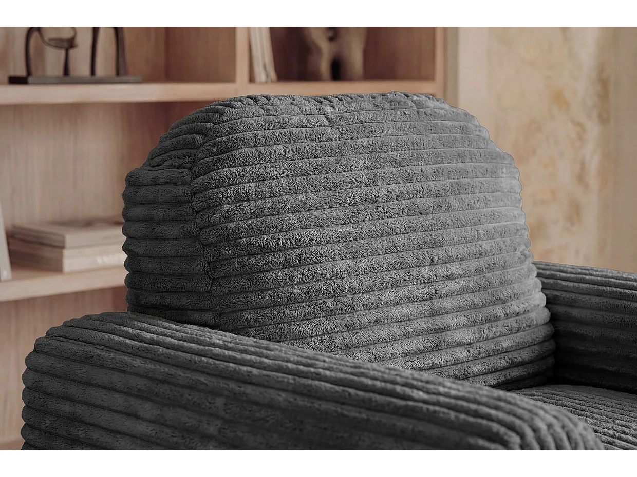 ELVIS - Fauteuil gros velours côtelé - Gris foncé