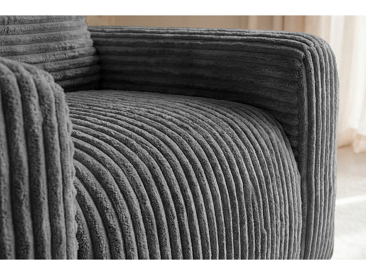 ELVIS - Fauteuil gros velours côtelé - Gris foncé