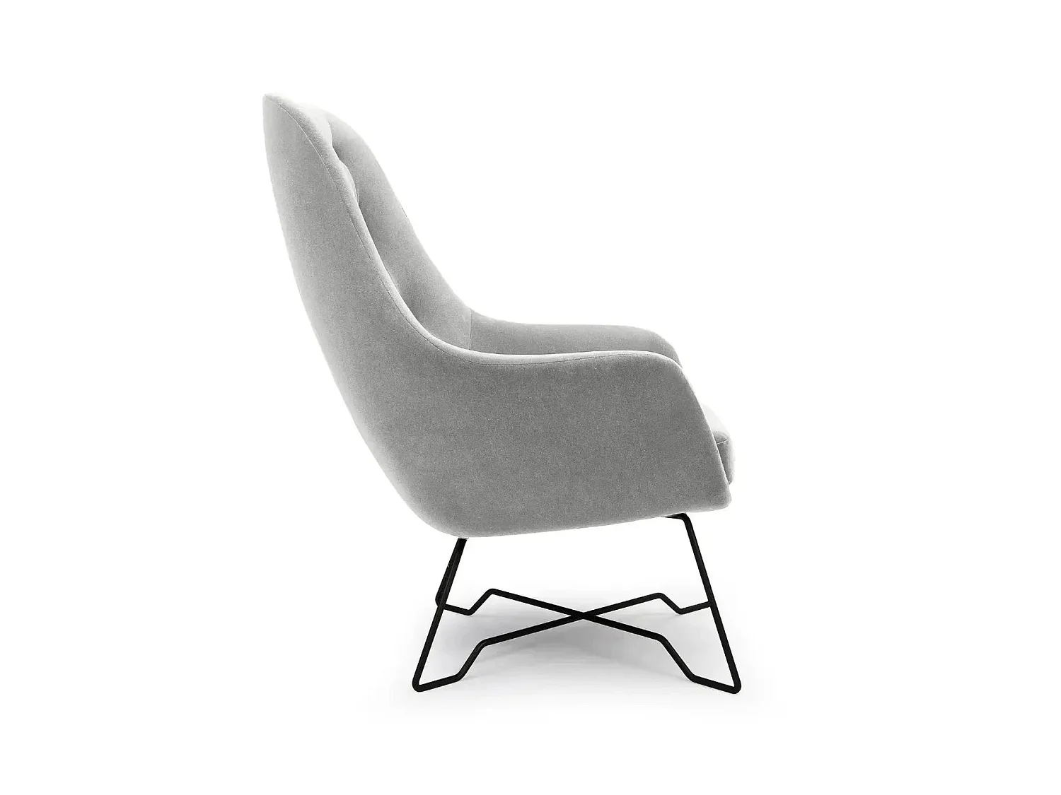 LUCAS - Fauteuil en tissu chiné - Gris clair