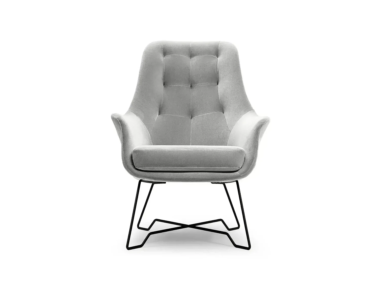 LUCAS - Fauteuil en tissu chiné - Gris clair
