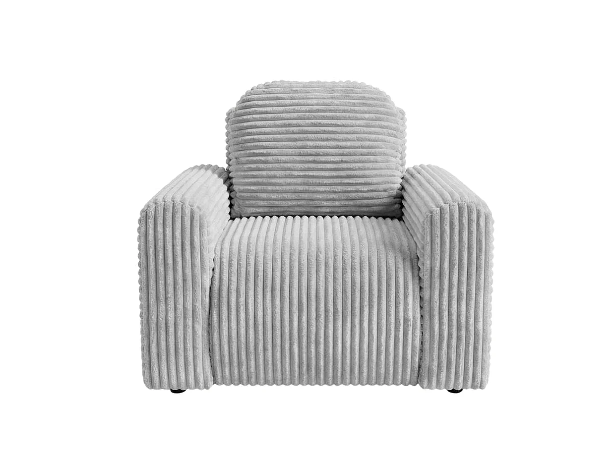 ELVIS - Fauteuil gros velours côtelé - Gris clair
