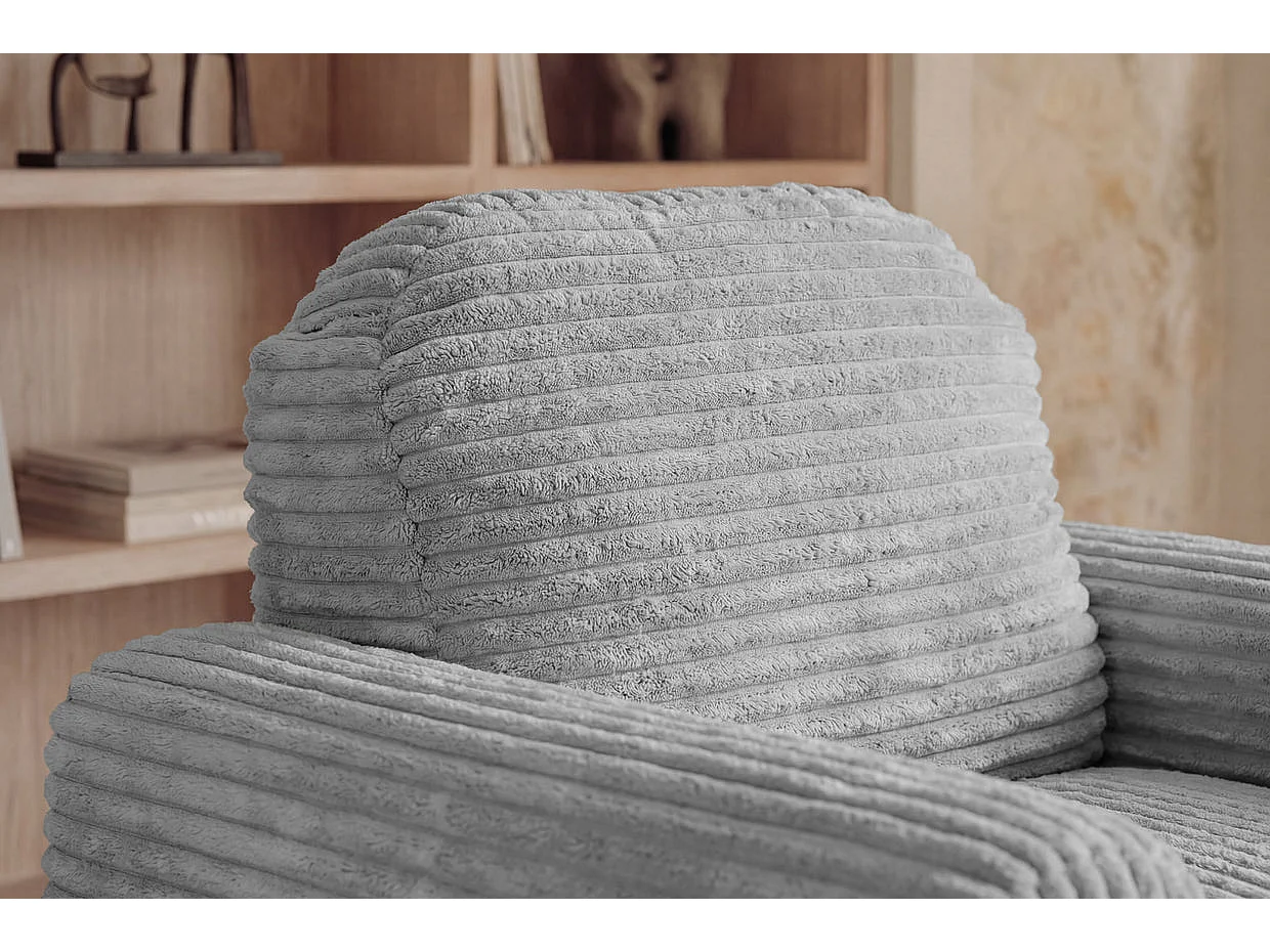 ELVIS - Fauteuil gros velours côtelé - Gris clair